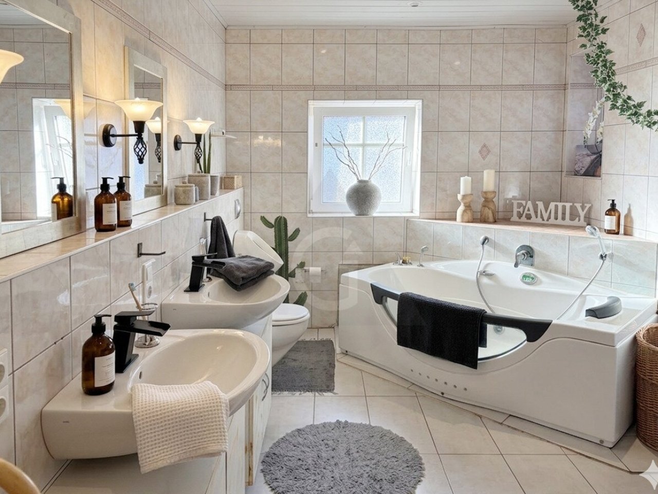 großes Bad mit Badewanne